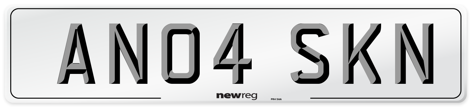 AN04 SKN Number Plate from New Reg